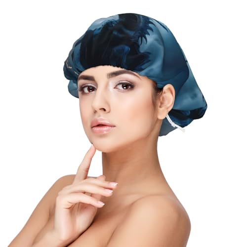 Blue Thunder Storm Dragon Satin Bonnet Silk Bonnet for Sleeping, Double Layer Adjustable Elastic Hair Bonnet Night Sleep Cap for Women Curly Hair von VOSERY