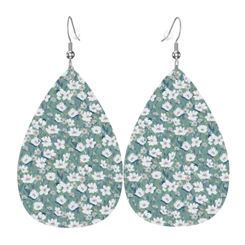 Blumen-Ohrringe für Damen, bunte Tränen-Leder-Ohrringe für Damen, trendig, Tropfenohrringe, Schmuck Blumen-Ohrringe für Damen, bunte Tränen-Leder-Ohrringe für Damen, trendig, Tropfenohrringe, Schmuck von VOSERY