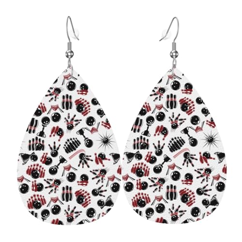 Bowling-Ohrringe für Damen, bunte Tropfen-Leder-Ohrringe für Damen, trendig, Tropfenohrringe, Schmuck von VOSERY