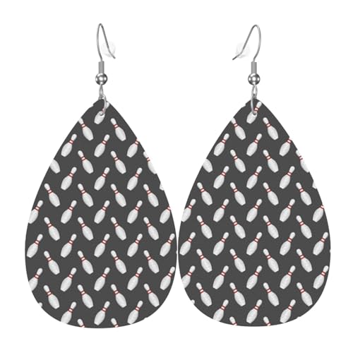 Bowlingnadel-Ohrringe für Damen, bunte Tropfenform, Leder-Ohrringe für Damen, trendig, Tropfenohrringe, Schmuck von VOSERY