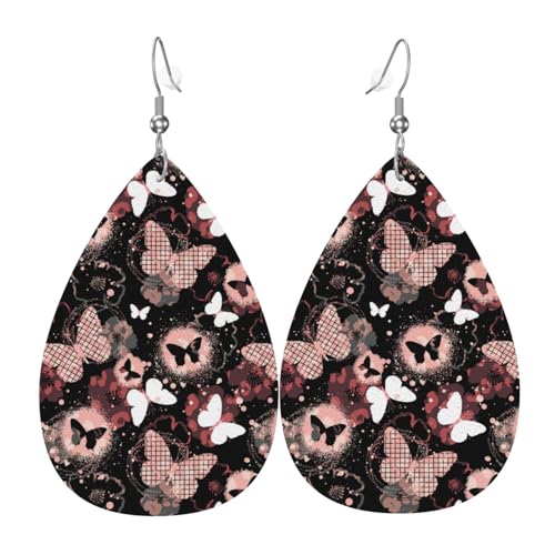 Butterflies1 Ohrringe für Damen, bunte tropfenförmige Leder-Ohrringe für Damen, trendig, Tropfenohrringe, Schmuck Butterflies1 Ohrringe für Damen, bunte tropfenförmige Leder-Ohrringe für Damen, trendig, Tropfenohrringe, Schmuck von VOSERY