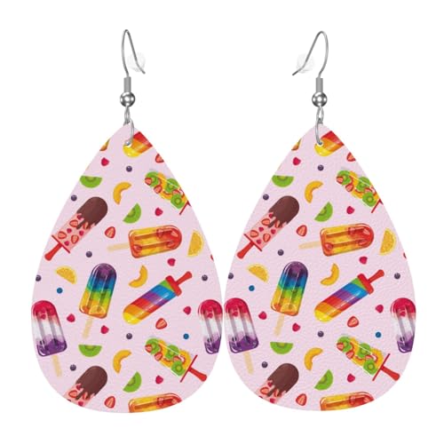 Cartoon-Ohrringe für Damen, bunte Tropfen-Leder-Ohrringe für Damen, trendig, Tropfenohrringe, Schmuck von VOSERY
