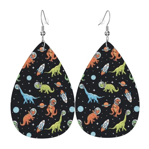 Dinosaurier-Ohrringe für Damen, bunte Tropfenform, Leder-Ohrringe für Damen, trendig, Tropfenohrringe, Schmuck Dinosaurier-Ohrringe für Damen, bunte Tropfenform, Leder-Ohrringe für Damen, trendig, Tropfenohrringe, Schmuck von VOSERY