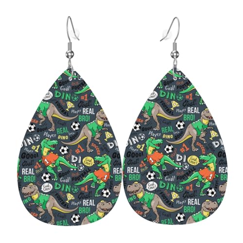Dinosaurier-Ohrringe für Damen, bunte tropfenförmige Leder-Ohrringe für Damen, trendig, Tropfenohrringe, Schmuck von VOSERY