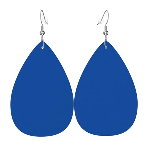 Dunkelblaue Ohrringe für Damen, bunte tropfenförmige Leder-Ohrringe für Damen, trendig, Tropfenohrringe, Schmuck von VOSERY