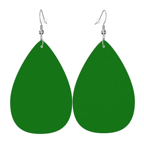 Dunkelgrüne Ohrringe für Damen, bunte tropfenförmige Leder-Ohrringe für Damen, trendig, Tropfenohrringe, Schmuck Dunkelgrüne Ohrringe für Damen, bunte tropfenförmige Leder-Ohrringe für Damen, trendig, Tropfenohrringe, Schmuck von VOSERY