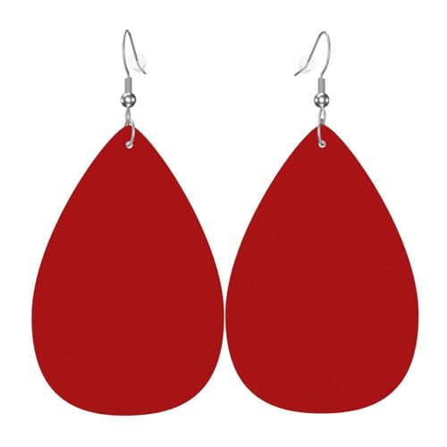 Dunkelrote Ohrringe für Damen, bunte tropfenförmige Leder-Ohrringe für Damen, trendig, Tropfenohrringe, Schmuck von VOSERY