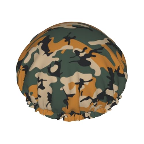 Duschhaube, Dinosaurier-Camouflage-Druck, Duschhaube für Frauen, wiederverwendbar, wasserdicht, Haarkappe für Dusche, doppellagig, elastisches Band, langes Haar von VOSERY