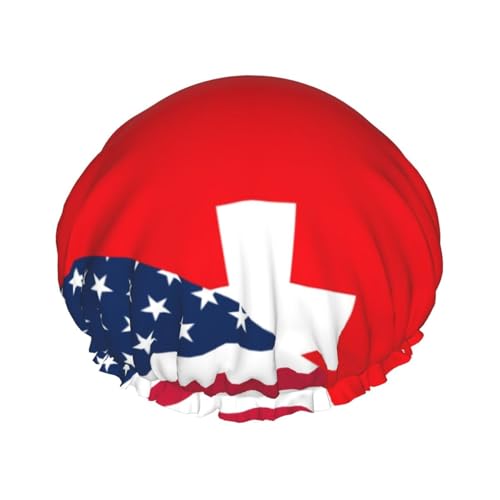 Duschhaube, USA Schweiz Duschhaube für Frauen, wiederverwendbar, wasserdicht, Haarkappe für Dusche, doppellagig, elastisches Band, langes Haar, Badekappen von VOSERY