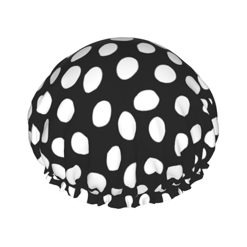 Duschhaube, abstraktes Punktmuster, Duschhaube für Frauen, wiederverwendbar, wasserdicht, Haarkappe für Dusche, doppellagiges elastisches Band, langes Haar von VOSERY
