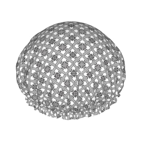 Duschhaube, graues Karomuster, Duschhaube für Damen, wiederverwendbar, wasserdicht, Haarkappe für Dusche, doppellagig, elastisches Band, langes Haar von VOSERY