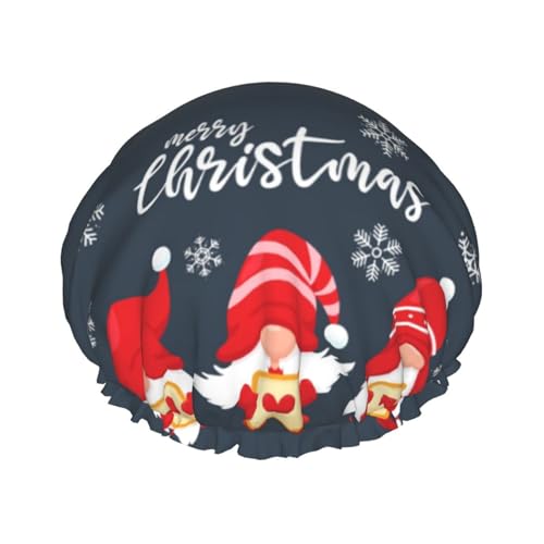 Duschhaube, niedliche Weihnachts-K-Duschhaube für Frauen, wiederverwendbar, wasserdicht, Haarkappe für Dusche, doppellagiges elastisches Band, langes Haar Badekappen von VOSERY