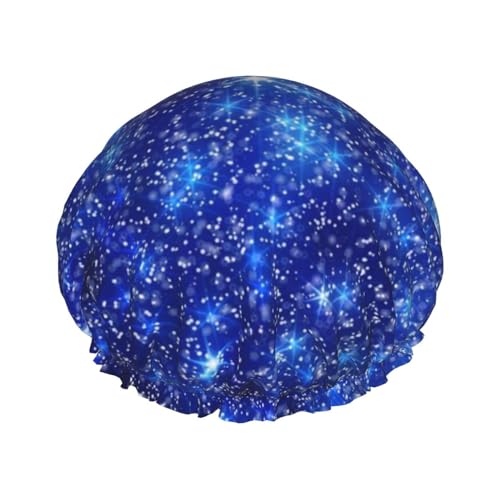 Duschhaube, verschwommener Stern Schnee Weihnachten Duschhaube für Frauen wiederverwendbar wasserdicht, Haarkappe für Dusche, doppellagiges elastisches Band langes Haar Badekappen von VOSERY