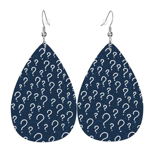 Fragezeichen-Ohrringe für Damen, bunte Tropfenform, Leder-Ohrringe für Damen, trendig, Tropfenohrringe, Schmuck von VOSERY