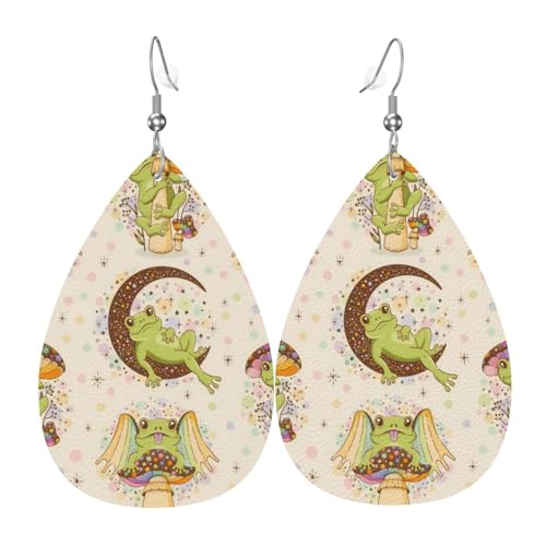 Frösch-Ohrringe für Damen, bunte Tropfen-Leder-Ohrringe für Damen, trendig, Tropfenohrringe, Schmuck von VOSERY