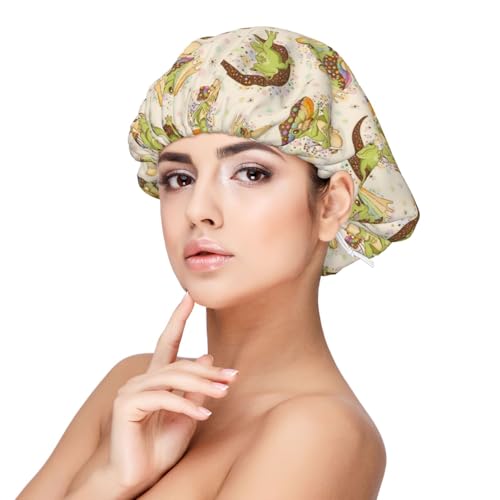 Frogs Satin Bonnet Silk Bonnet for Sleeping, Double Layer Adjustable Elastic Hair Bonnet Night Sleep Cap for Women Curly Hair Black von VOSERY