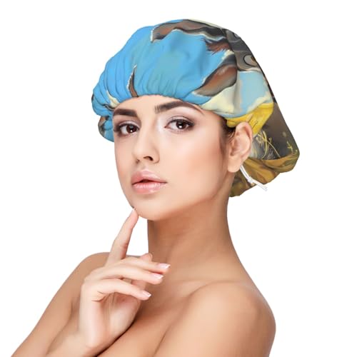 Funny Countryside Donkey Satin Bonnet Silk Bonnet for Sleeping, Double Layer Adjustable Elastic Hair Bonnet Night Sleep Cap for Women Curly Hair Black von VOSERY