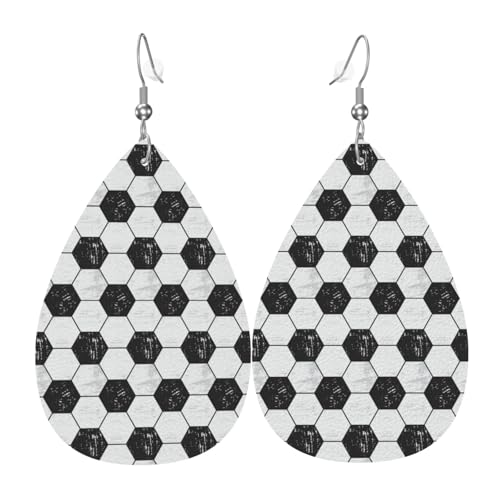 Fußball-Ohrringe für Damen, bunte Tropfenform, Leder-Ohrringe für Damen, trendig, Tropfenohrringe, Schmuck Fußball-Ohrringe für Damen, bunte Tropfenform, Leder-Ohrringe für Damen, trendig, Tropfenohrringe, Schmuck von VOSERY