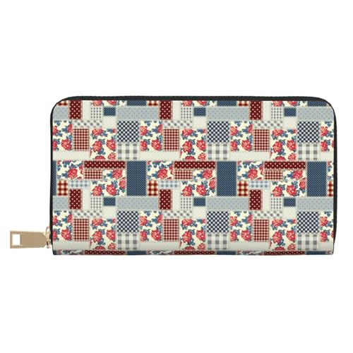 Geldbörse Damen, Leder Bifold Multi Card Wallet Patchwork im Landhausstil Damen Lange Geldbörse Geldbörsen Geldbörse Damen, Leder Bifold Multi Card Wallet Patchwork im Landhausstil Damen Lange Geldbörse Geldbörsen von VOSERY