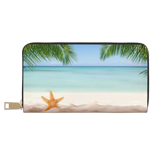Geldbörse Damen, Leder Bifold Multi Card Wallet Seestern im Strand Damen Lange Geldbörse Geldbörsen Geldbörse Damen, Leder Bifold Multi Card Wallet Seestern im Strand Damen Lange Geldbörse Geldbörsen von VOSERY