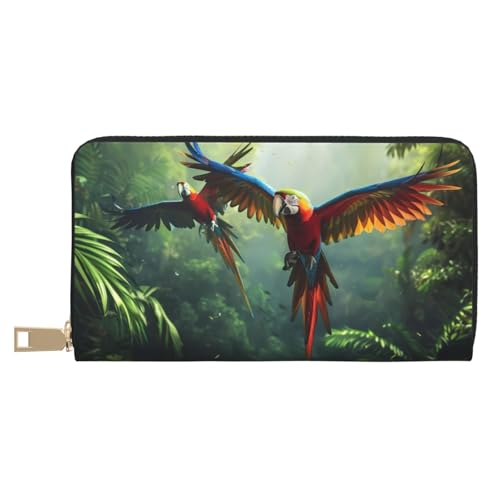 Geldbörse Damen Leder Bifold Multi Card Wallet Flying Parrots In Jungle Damen Lange Geldbörse Geldbörsen Geldbörse Damen Leder Bifold Multi Card Wallet Flying Parrots In Jungle Damen Lange Geldbörse Geldbörsen von VOSERY