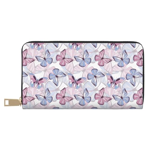 Geldbörse Damen Leder Bifold Multi Card Wallet Schmetterlinge in Pastell Damen Lange Geldbörse Geldbörsen von VOSERY