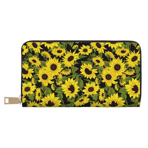 Geldbörse Damen Leder Bifold Multi Card Wallet Sonnenblumen im Vintage Damen Geldbörsen Lange Geldbörse Geldbörse Damen Leder Bifold Multi Card Wallet Sonnenblumen im Vintage Damen Geldbörsen Lange Geldbörse von VOSERY