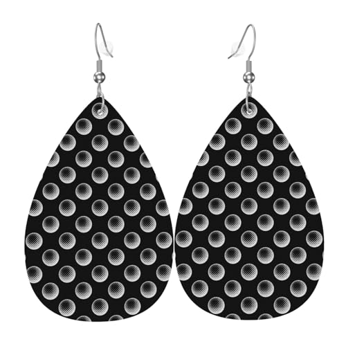 Golfball-Ohrringe für Damen, bunte Tropfenform, Leder-Ohrringe für Damen, trendig, Tropfenohrringe, Schmuck von VOSERY