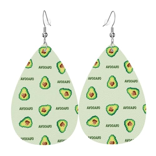 Grüne Avocado-Ohrringe für Damen, bunte tropfenförmige Leder-Ohrringe für Damen, trendig, Tropfenohrringe, Schmuck Grüne Avocado-Ohrringe für Damen, bunte tropfenförmige Leder-Ohrringe für Damen, trendig, Tropfenohrringe, Schmuck von VOSERY