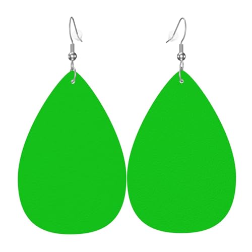 Grüne Ohrringe für Damen, bunte tropfenförmige Leder-Ohrringe für Damen, trendig, Tropfenohrringe, Schmuck von VOSERY