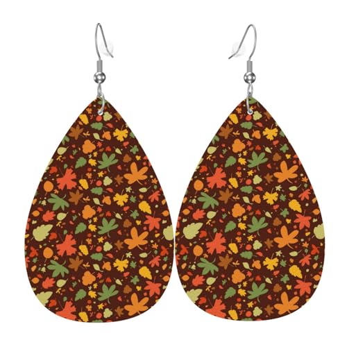 Herbstblätter-Ohrringe für Damen, bunte Tropfenform, Leder-Ohrringe für Damen, trendig, Tropfenohrringe, Schmuck Herbstblätter-Ohrringe für Damen, bunte Tropfenform, Leder-Ohrringe für Damen, trendig, Tropfenohrringe, Schmuck von VOSERY