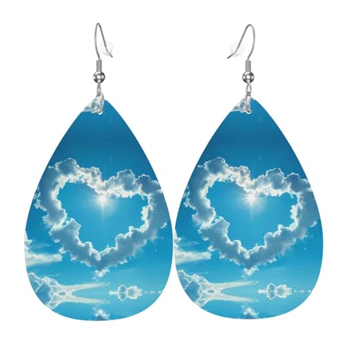 Herzförmige Wolkenohrringe für Damen, bunte tropfenförmige Leder-Ohrringe für Damen, trendig, Tropfenohrringe, Schmuck Herzförmige Wolkenohrringe für Damen, bunte tropfenförmige Leder-Ohrringe für Damen, trendig, Tropfenohrringe, Schmuck von VOSERY