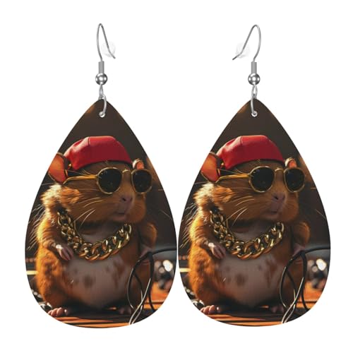 Hip-Hop-Meerschweinchen-Ohrringe für Damen, bunte Teardrop-Leder-Ohrringe für Frauen, trendig, Tropfenohrringe, Schmuck von VOSERY