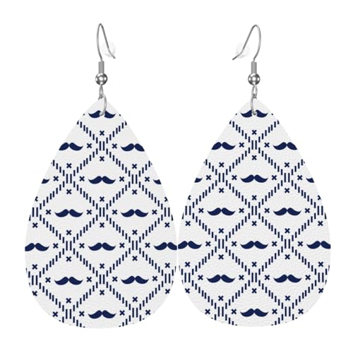 Hipster-Schnurrbart-Ohrringe für Damen, bunte Tränen-Leder-Ohrringe für Damen, trendig, Tropfenohrringe, Schmuck von VOSERY