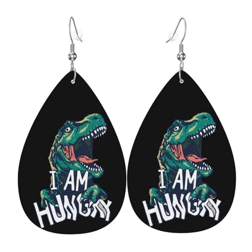 Hungrige Dinosaurier-Ohrringe für Damen, bunte Tropfenform, Leder-Ohrringe für Damen, trendig, Tropfenohrringe, Schmuck von VOSERY