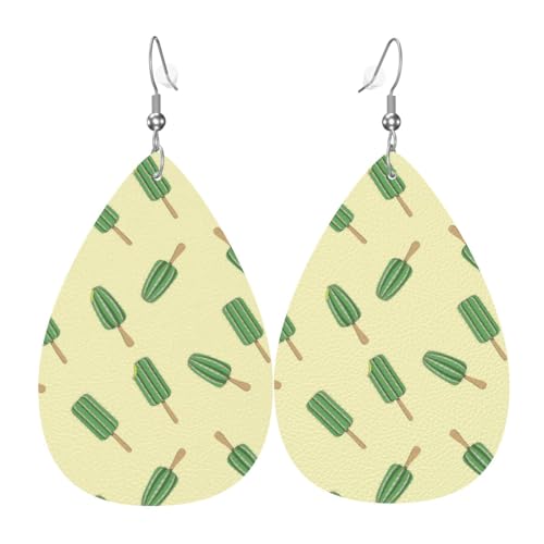 Kaktus-Ohrringe für Damen, bunte Teardrop-Leder-Ohrringe für Damen, trendig, Tropfenohrringe, Schmuck von VOSERY