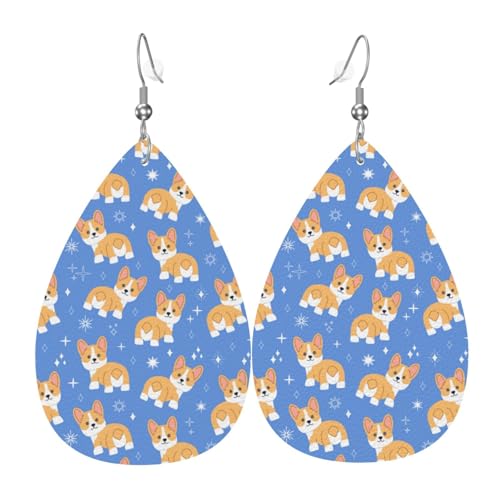 Kawaii Corgi-Ohrringe für Damen, bunte Teardrop-Leder-Ohrringe für Damen, trendig, Tropfenohrringe, Schmuck Kawaii Corgi-Ohrringe für Damen, bunte Teardrop-Leder-Ohrringe für Damen, trendig, Tropfenohrringe, Schmuck von VOSERY