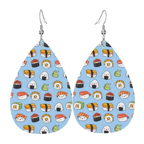 Kawaii Sushi-K-Ohrringe für Damen, bunte Tränen-Leder-Ohrringe für Damen, trendig, Tropfenohrringe, Schmuck von VOSERY