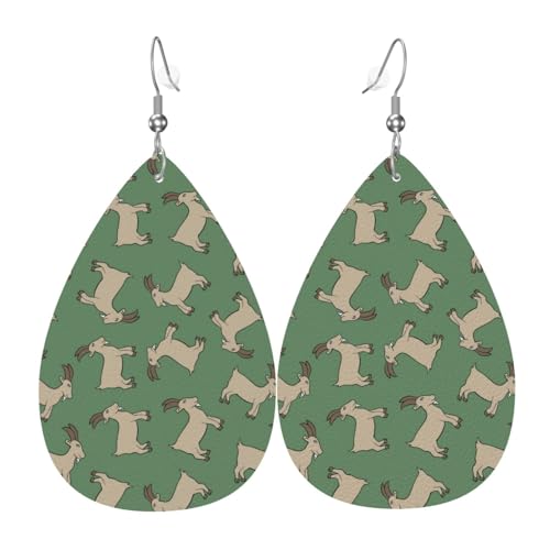 Klassische süße Ziegengrüne Ohrringe für Damen, bunte Tropfenleder-Ohrringe für Damen, trendig, Tropfenohrringe, Schmuck von VOSERY
