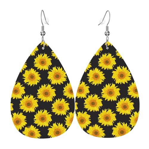 Leuchtende Sonnenblumen-Ohrringe für Damen, bunte tropfenförmige Leder-Ohrringe für Damen, trendig, Tropfenohrringe, Schmuck Leuchtende Sonnenblumen-Ohrringe für Damen, bunte tropfenförmige Leder-Ohrringe für Damen, trendig, Tropfenohrringe, Schmuck von VOSERY