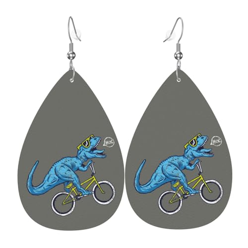 Lustige Dinosaurier-Ohrringe für Damen, bunte Tropfenform, Leder-Ohrringe für Damen, trendig, Tropfenohrringe, Schmuck von VOSERY