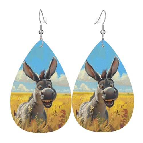 Lustige Esel-Ohrringe für Damen, bunte Tränen-Leder-Ohrringe für Damen, trendig, Tropfenohrringe, Schmuck Lustige Esel-Ohrringe für Damen, bunte Tränen-Leder-Ohrringe für Damen, trendig, Tropfenohrringe, Schmuck von VOSERY