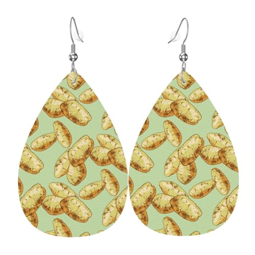 Lustige Ohrringe mit Kartoffelmuster für Damen, bunte Tropfenform, Leder-Ohrringe für Damen, trendig, Tropfenohrringe, Schmuck von VOSERY