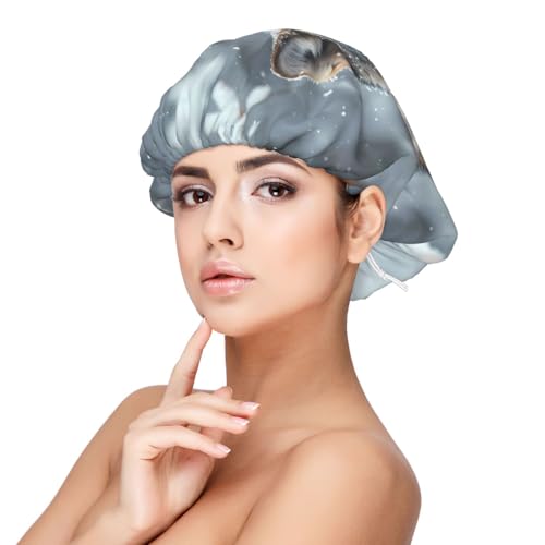 Majestic Snowy Wolf Satin Bonnet Silk Bonnet for Sleeping, Double Layer Adjustable Elastic Hair Bonnet Night Sleep Cap for Women Curly Hair Black von VOSERY