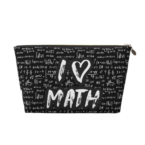 Make-up-Tasche aus Leder, Kosmetiktasche, Reise-Kulturbeutel für Damen, "I love Mathe", Make-up-Tasche, Organizer, niedliche Make-up-Tasche, wasserdichte Make-up-Tasche von VOSERY