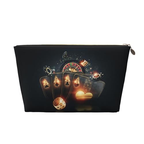 Make-up-Tasche aus Leder, Kosmetiktasche, Reise-Kulturbeutel für Damen, kreativer Casino-Make-up-Tasche, Organizer, niedliche Make-up-Tasche, wasserdichte Make-up-Tasche von VOSERY