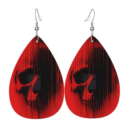 Minimalistische Totenkopf-Ohrringe für Damen, bunte tropfenförmige Leder-Ohrringe für Damen, trendig, Tropfenohrringe, Schmuck Minimalistische Totenkopf-Ohrringe für Damen, bunte tropfenförmige Leder-Ohrringe für Damen, trendig, Tropfenohrringe, Schmuck von VOSERY