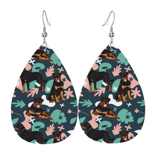 Niedliche Rottweiler-Ohrringe für Damen, bunte Tropfenleder-Ohrringe für Damen, trendig, Tropfenohrringe, Schmuck von VOSERY