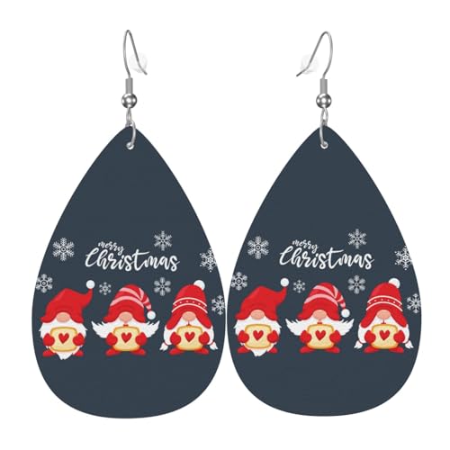 Niedliche Weihnachts-Ohrringe für Damen, bunte Tropfenform, Leder-Ohrringe für Damen, trendig, Tropfenohrringe, Schmuck von VOSERY