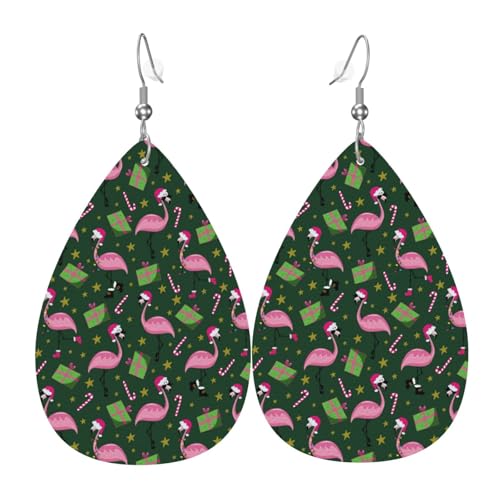 Niedliche Weihnachts-Vogel-Ohrringe für Damen, bunte Tropfenform, Leder-Ohrringe für Damen, trendig, Tropfenohrringe, Schmuck von VOSERY